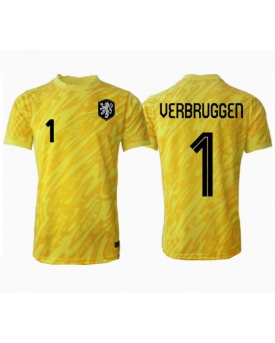 Paesi Bassi Bart Verbruggen #1 Portiere Maglia Gara Trasferta Repliche Europei 2024